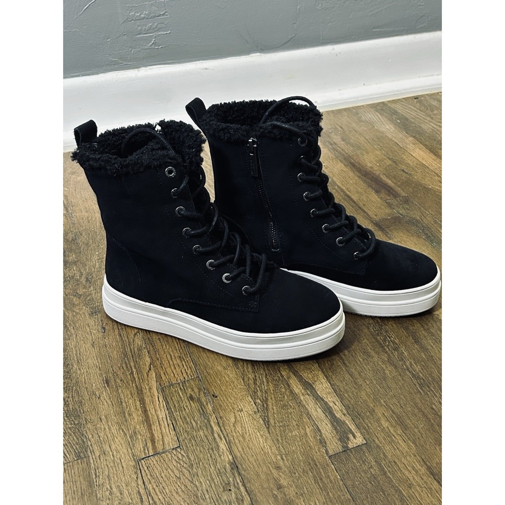 Slides NYC Women's Torrie boots black suede upper Chunky White Platform Size 7.5